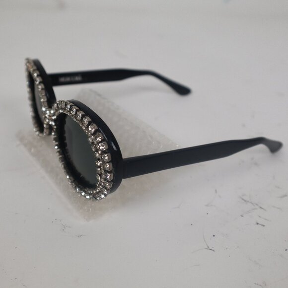 ? RARE Vtg Mercura NYC Sunglasses Black w Silver Rhinestones Dior Chanel main image 6
